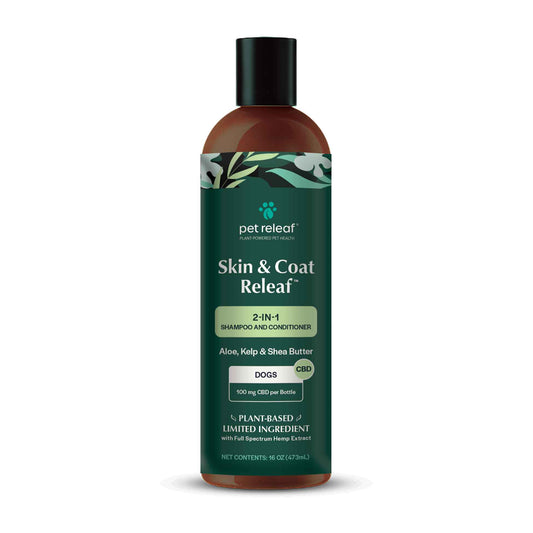 Pet Releaf Skin & Coat Dog 16oz. 2-In-1 Shampoo & Conditioner CBD 100mg CBD Shampoo and Conditioner