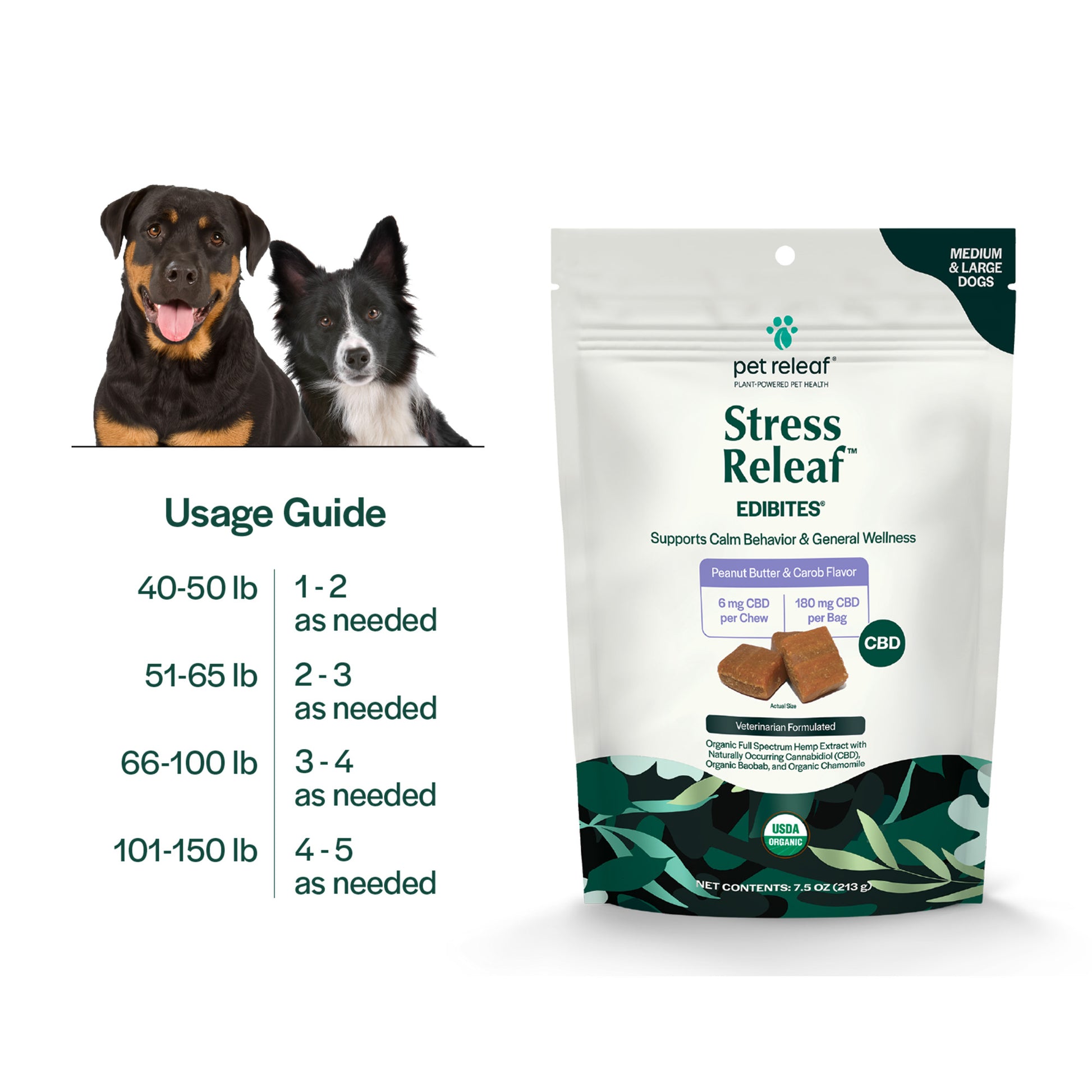 Stress Releaf CBD Edibites For M/L Dogs – Peanut Butter CBD Chew