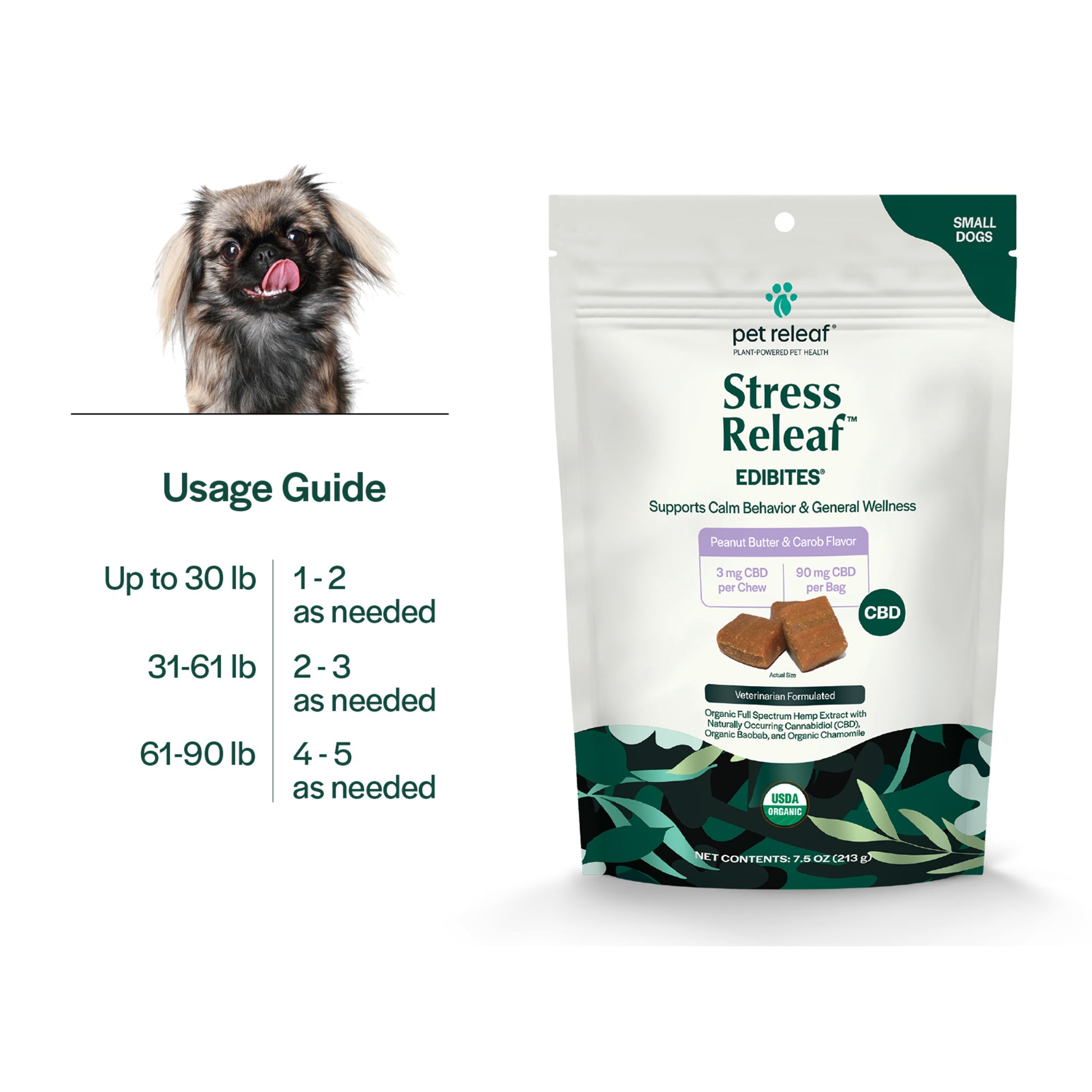 Stress Releaf CBD Edibites For Small Dogs – Peanut Butter CBD Chew