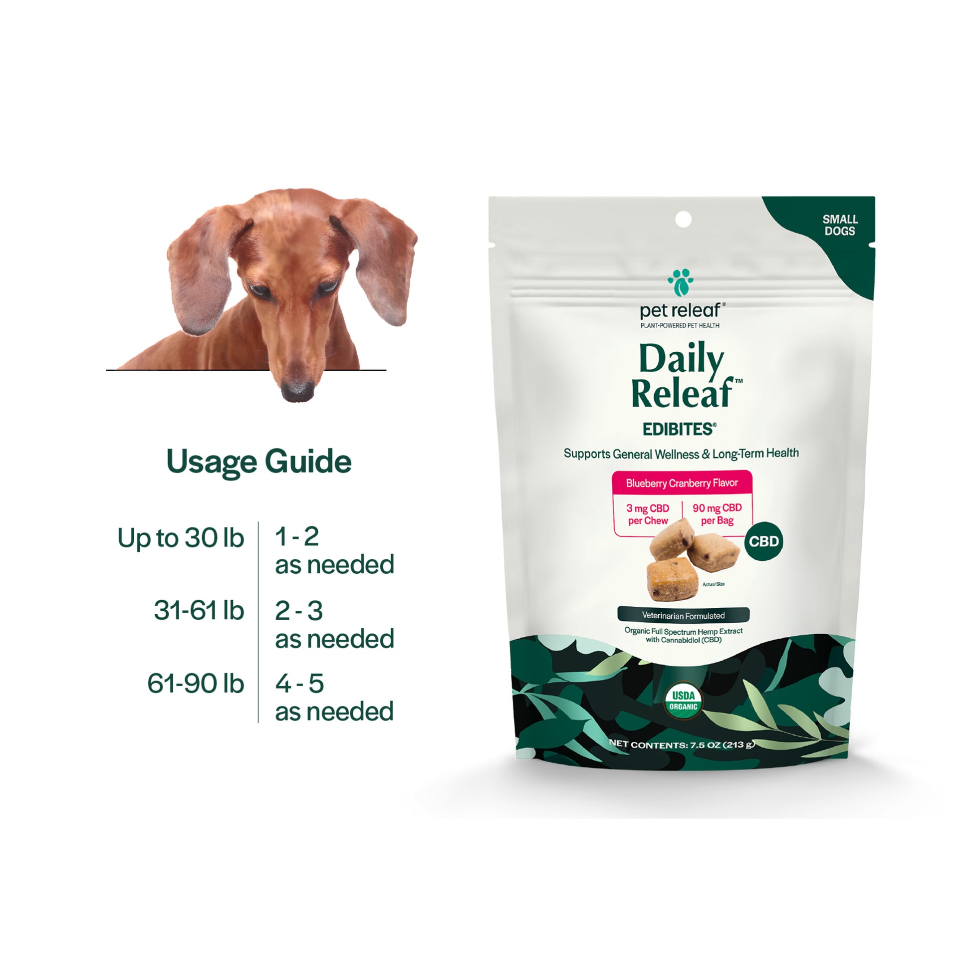 Daily Releaf CBD Edibites For Small Dogs – Blueberry Cranberry CBD Chew