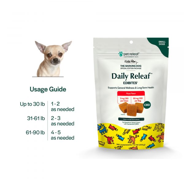 Daily Releaf CBD Edibites For Small Dogs – Pizza, Limited Edition Keith Haring CBD Chew