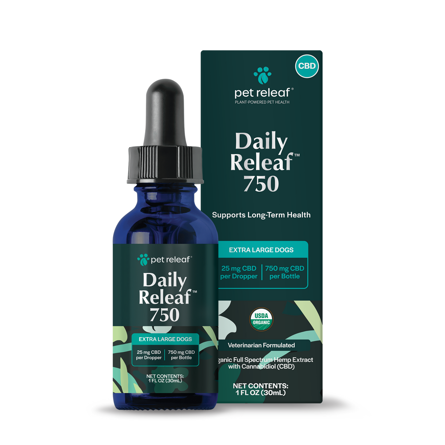 USDA Organic Daily Releaf 750mg CBD Oil For XL Dogs CBD Oil