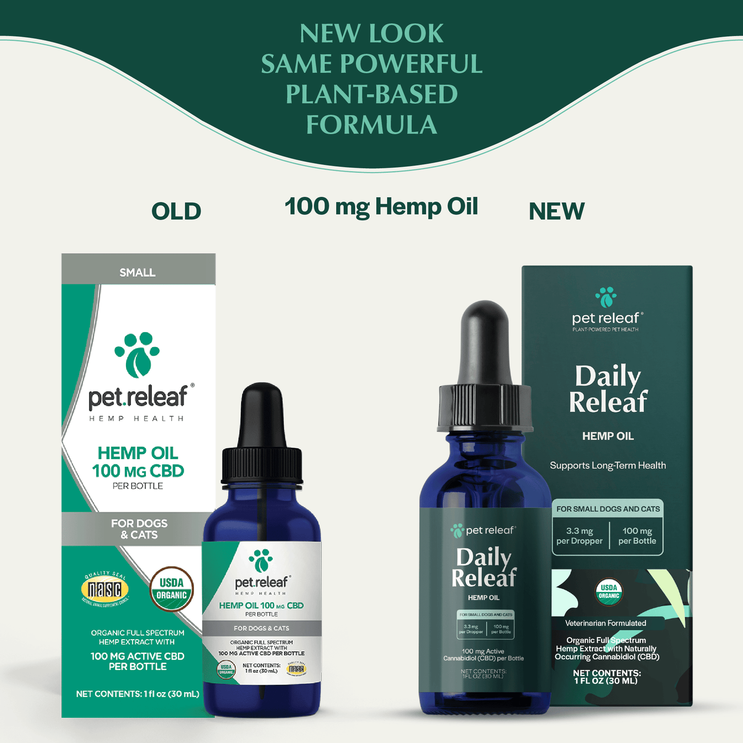 USDA Organic Daily Releaf 100mg CBD Oil For Small Dogs & Cats CBD Oil