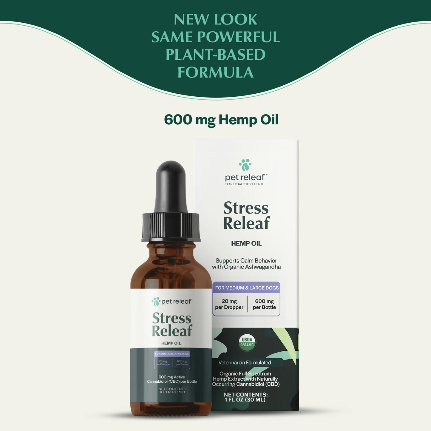 USDA Organic Stress Releaf 600mg CBD Oil For Medium & Large Dogs CBD Oil