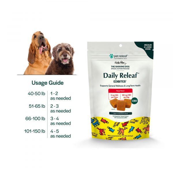 Daily Releaf CBD Edibites For M/L Dogs – Pizza, Limited Edition Keith Haring CBD Chew