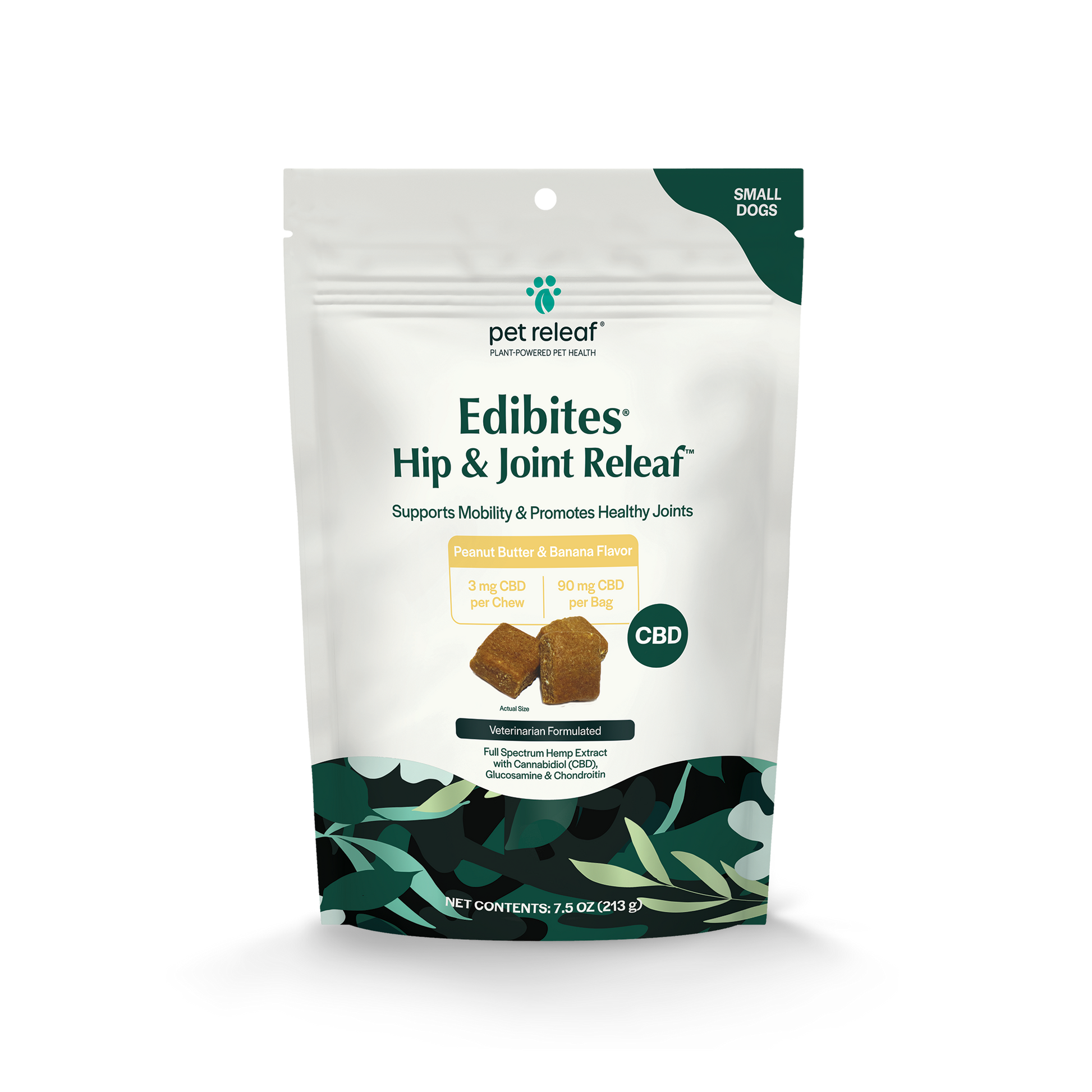 Hip & Joint Releaf CBD Edibites For Small Dogs – Peanut Butter Banana CBD Chew