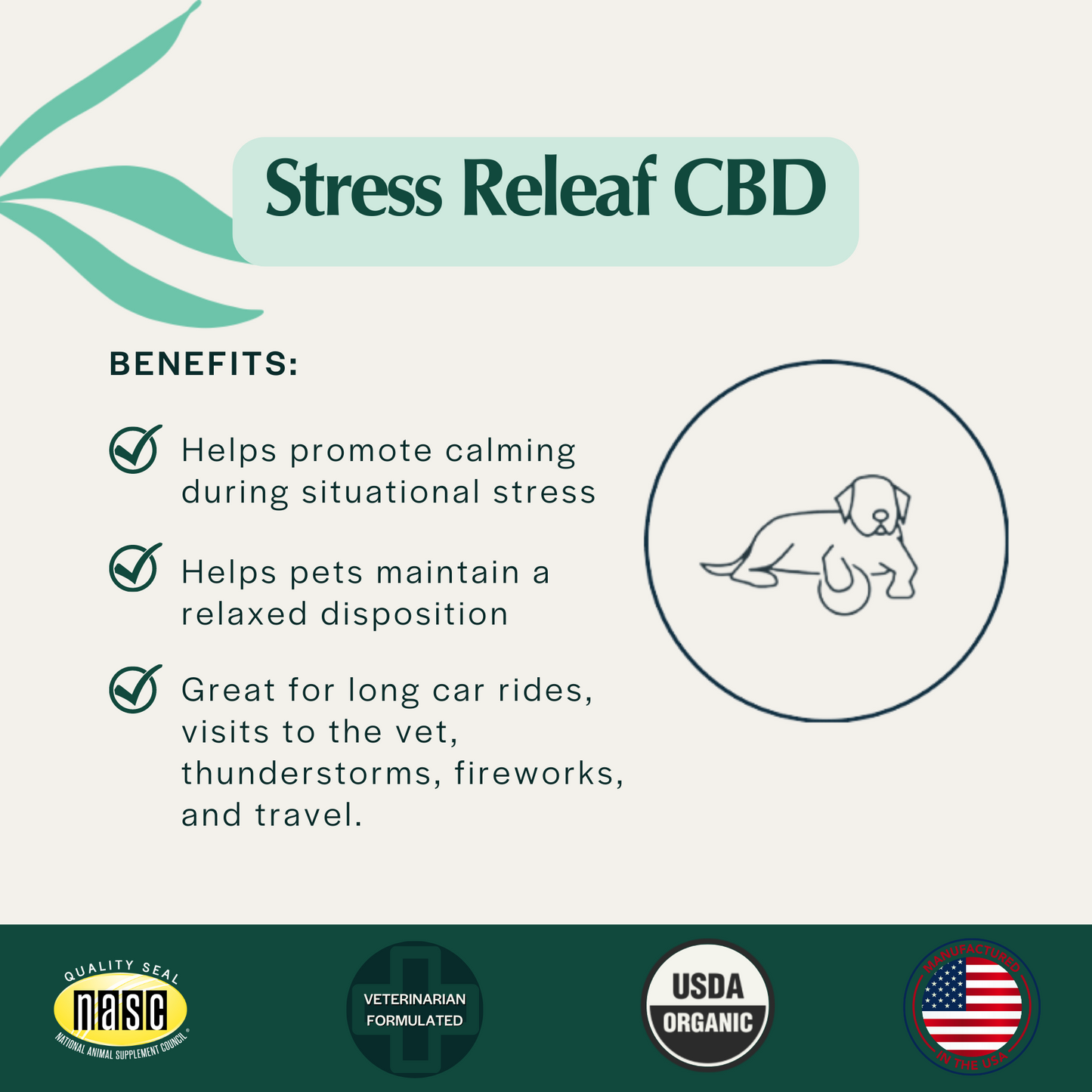 USDA Organic Stress Releaf 300mg CBD Oil For Small Dogs & Cats CBD Oil