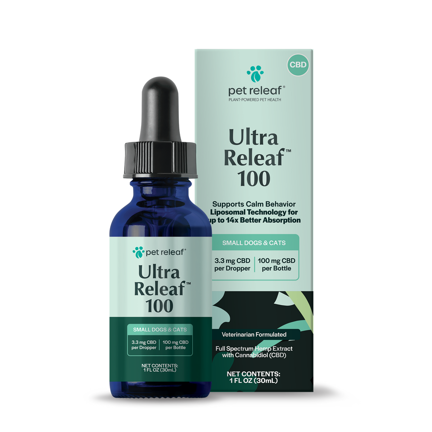 Ultra Releaf 100mg Liposomes CBD Oil For Small Dogs & Cats Liposome CBD Oil